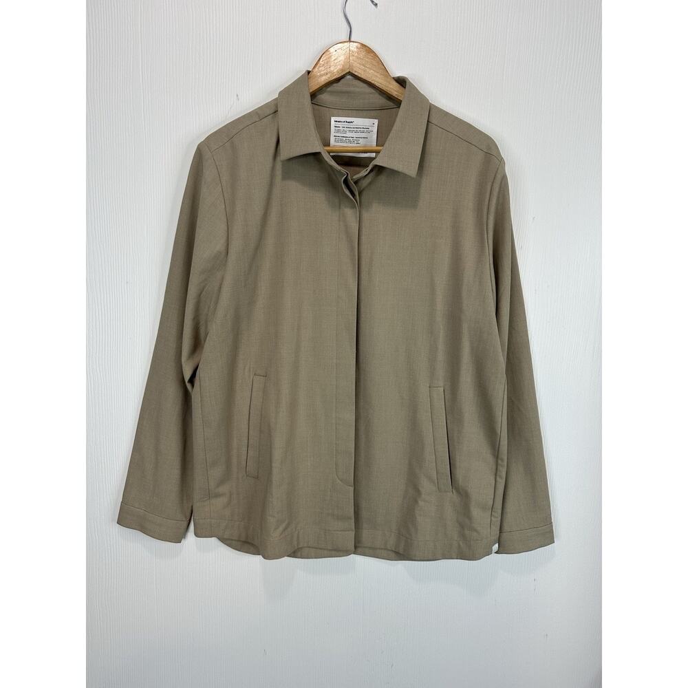 Ministry of Supply Womens Velocity Stretch Shirt Jacket Button Up Beige 2XL